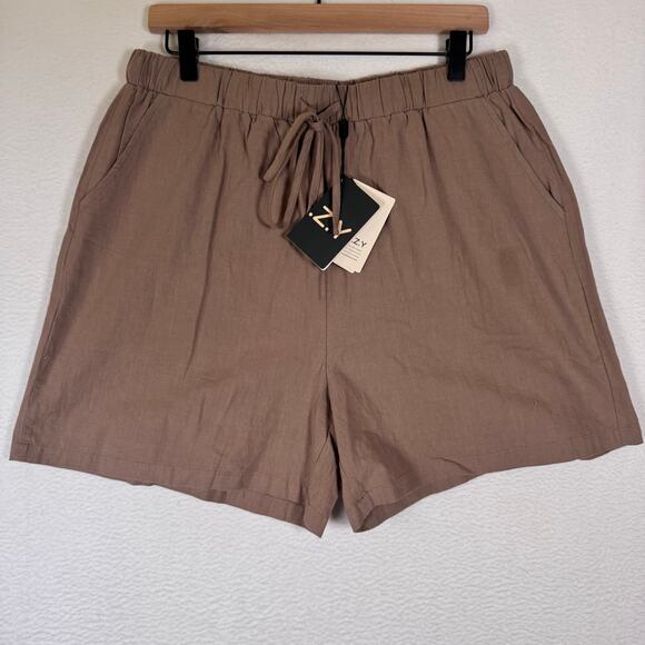 COZY Women's Casual Bamboo Short Pant Drawstring Elastic Waist sz 10 Brown Basic - Picture 1 of 8